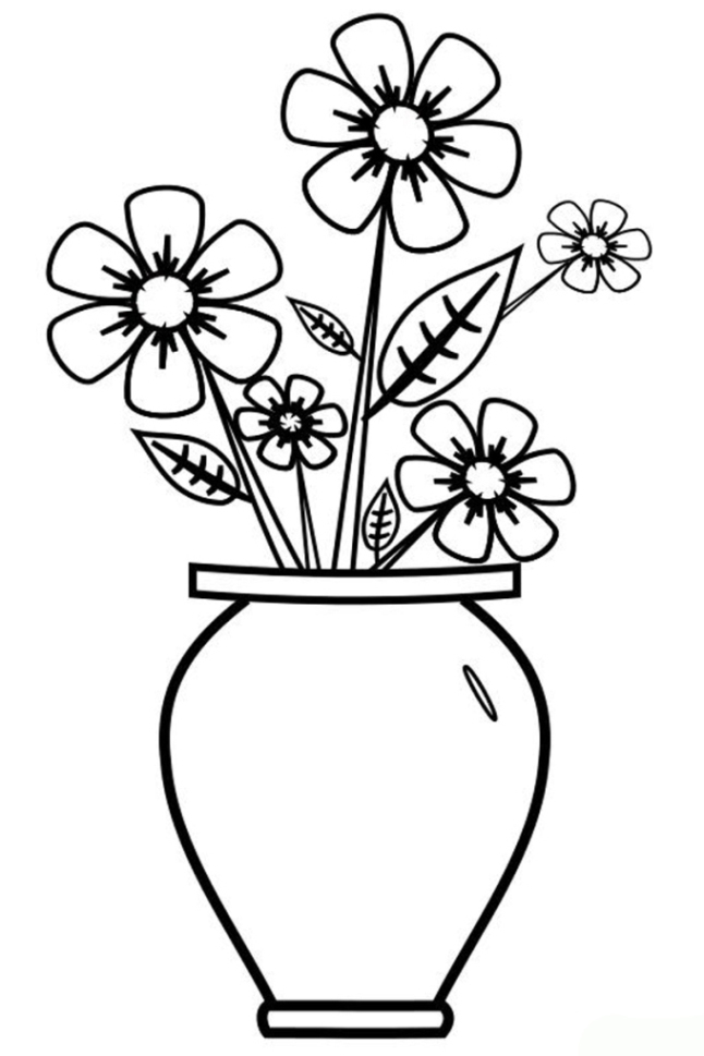 ausmalbilder zum drucken malvorlage vase mit blumen