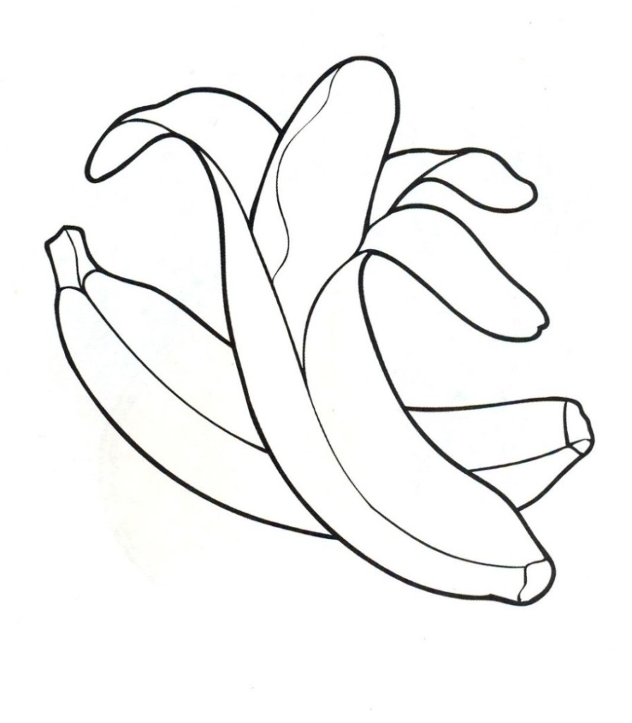 Ausmalbilder zum Drucken Malvorlage Banane kostenlos 1